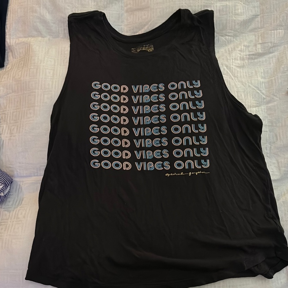 Spiritual Gangster Good Vibes Only Muscle  Black Tank Top
